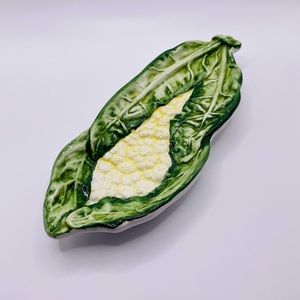 Vintage Ceramiche Leonardo Vegetable DesignTray Spoonrest Relish Server